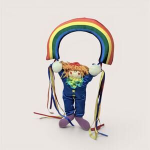 1984 Dakin Plush Clown Rainbow Wall Hanging Decor 18" Vintage Nursery Toy 80s
